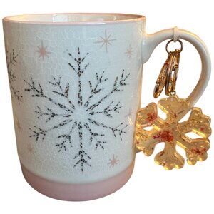 NWOT! PEPPERMINT & PINE Snowflake Mug and Snowflake Keychain Rose Gold